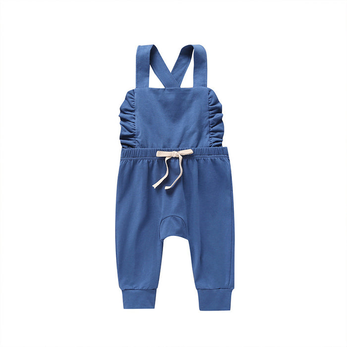 Baby Girls' Summer Striped Suspender Jumpsuit