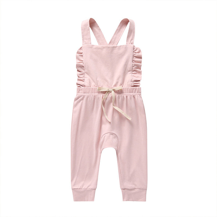 Baby Girls' Summer Striped Suspender Jumpsuit