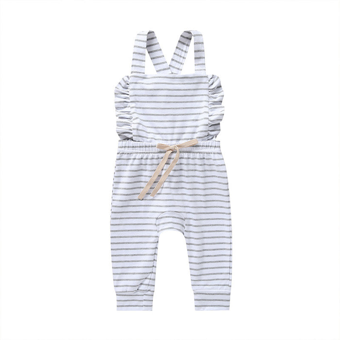 Baby Girls' Summer Striped Suspender Jumpsuit