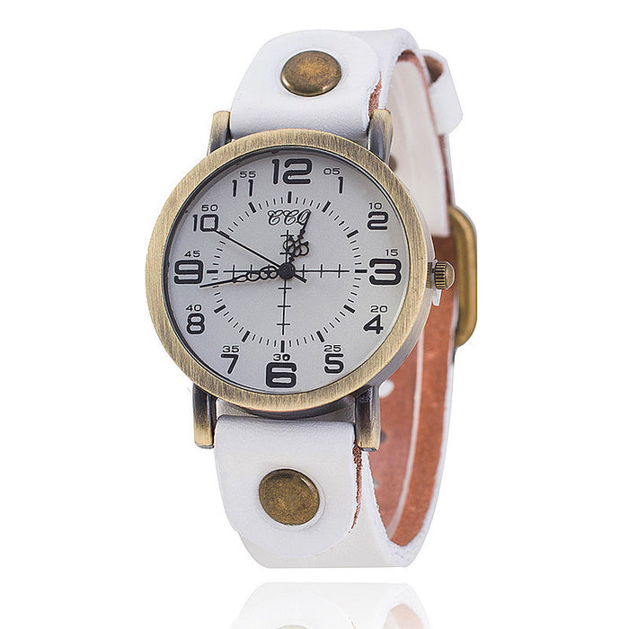 Leather Belt Vintage Neutral Watch Leisure Quartz Women's Wristwatch