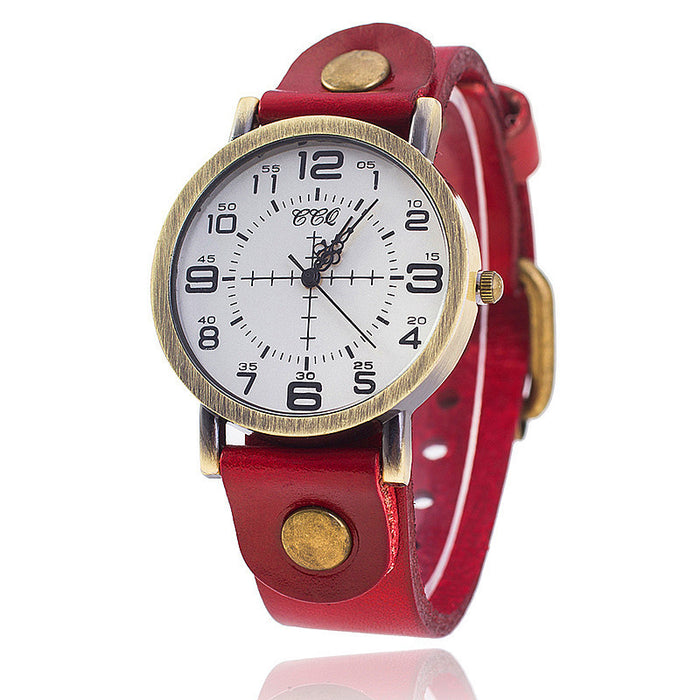 Leather Belt Vintage Neutral Watch Leisure Quartz Women's Wristwatch