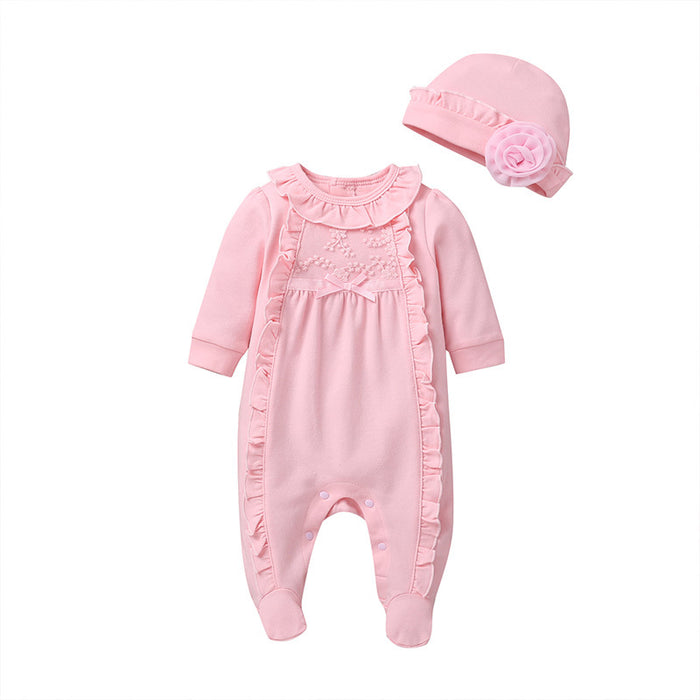 Female Newborn Cute Baby Jumpsuit With Hat