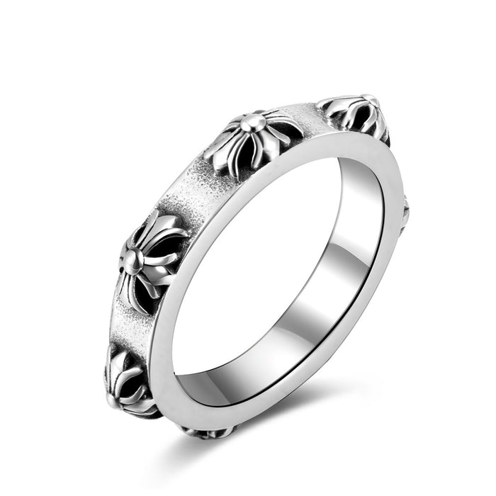 Flower Vintage Stainless Steel Ring Male