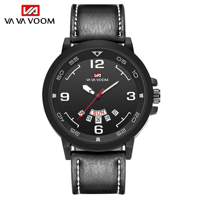 Fashion Men's Dual Calendar Week Waterproof Sports Belt Watch