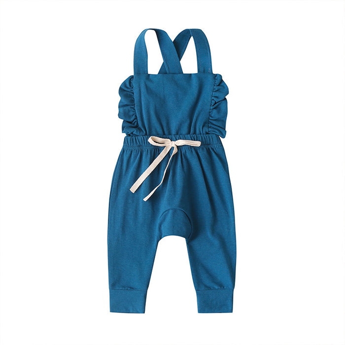 Baby Girls' Summer Striped Suspender Jumpsuit