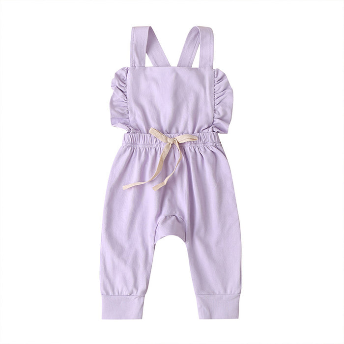 Baby Girls' Summer Striped Suspender Jumpsuit