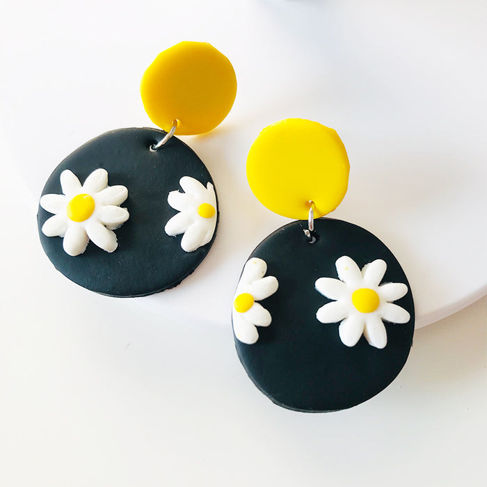 New Sunflower Soft Pottery Cute Simple Earrings Jewelry