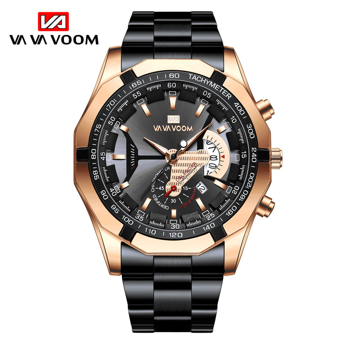 Sports Watches Fashion Stainless Steel Luxury Luminous Waterproof Calendar Quartz Watches