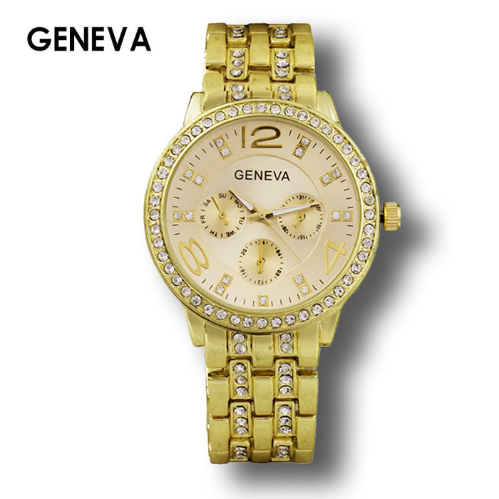 Female Rhinestone Stainless Steel Luxury Quartz Wristwatch