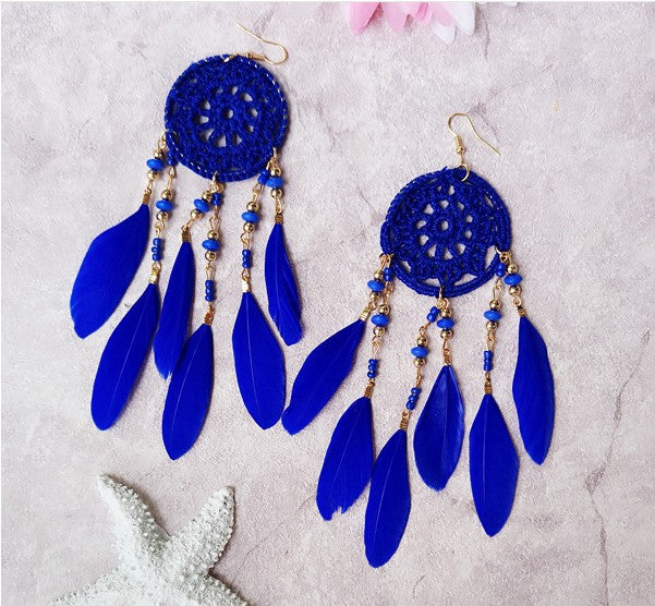 National Style Hand for Dream Catching Feather Earrings