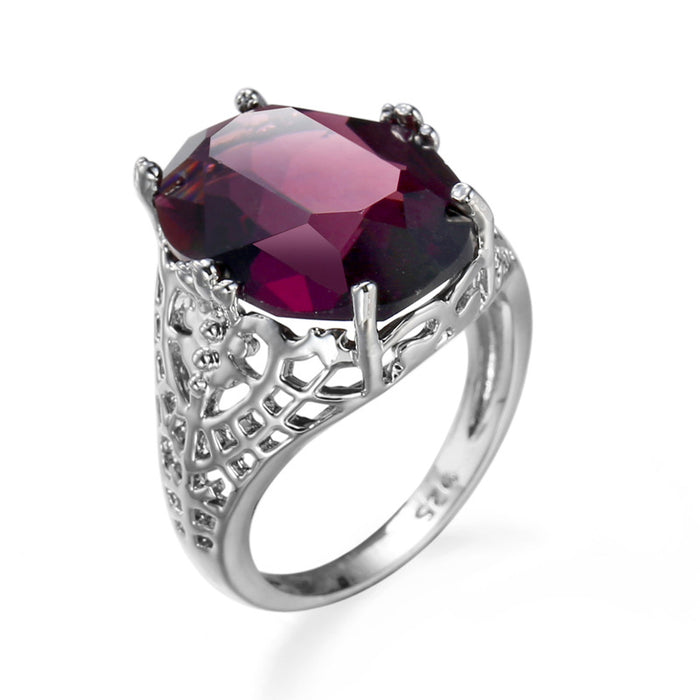 New Openwork Purple Zircon Women's Ring