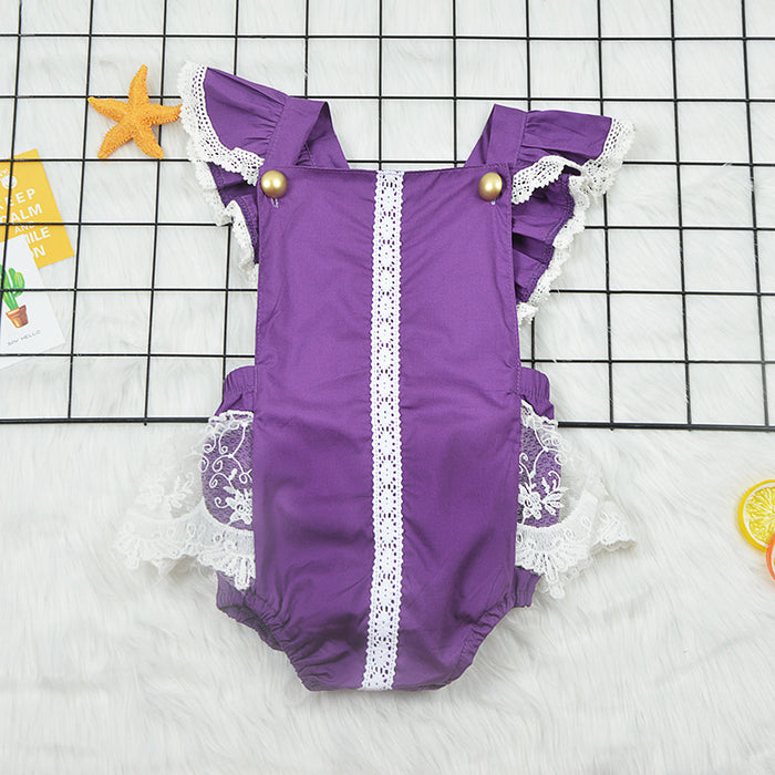 Tricolor lace triangle climbing suit for infants