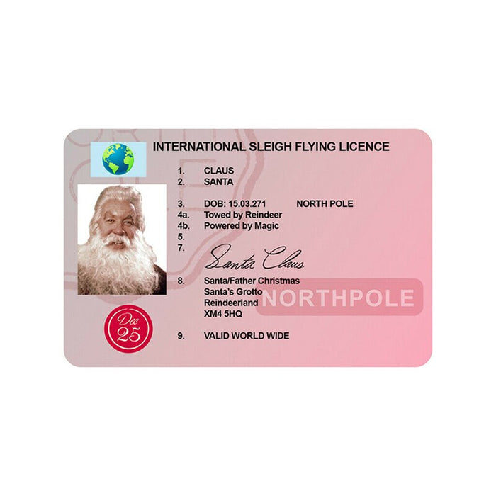 Creative Santa Claus Flight License Christmas Eve Driving Licence