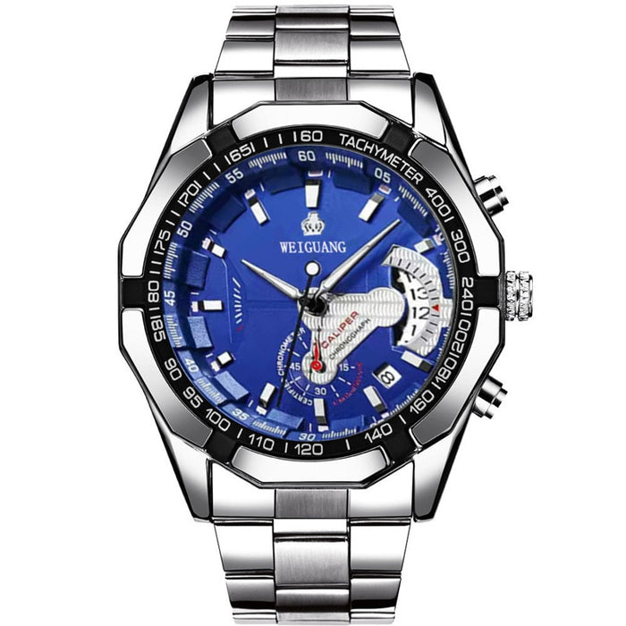 Full Steel Men Luxury Calendar Quartz Wristwatch Stylish Business Luminous Clock