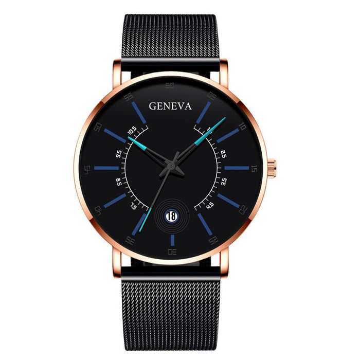 Luxury Watch Men Business Measuring Cool Calendar Thin Steel Mesh Band Quartz Watch