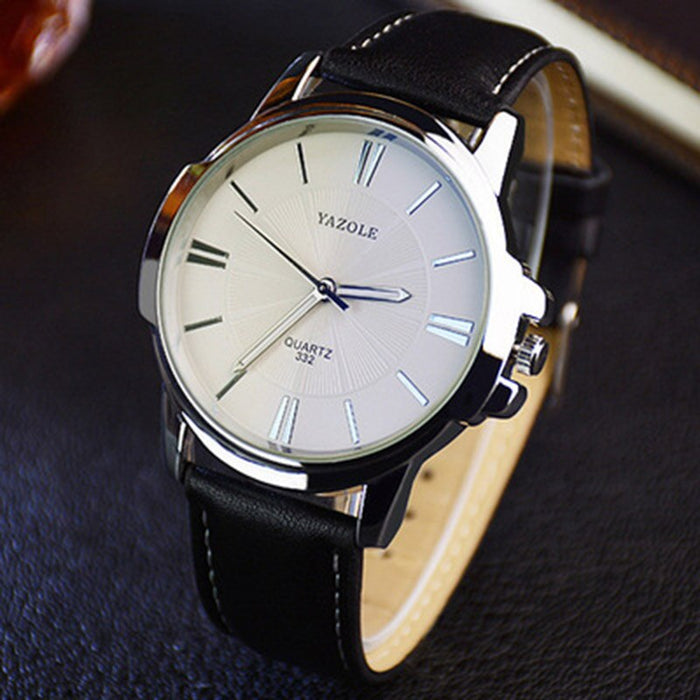 YAZOLE Brand Fashion Men Dress Watches Leather Strap Casual Watch