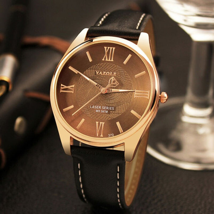 Yazole Mens Watches Top Brand Luxury Unique Designer Quartz Business Gentlemen Clock