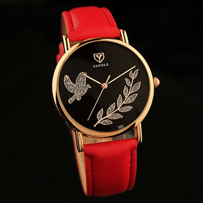 Fashion Round Watch Women Pu Leather StrapYazole Quartz Watch