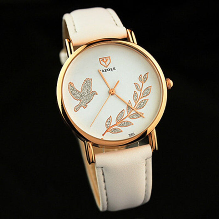 Fashion Round Watch Women Pu Leather StrapYazole Quartz Watch