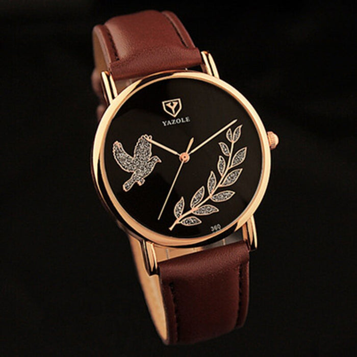 Fashion Round Watch Women Pu Leather StrapYazole Quartz Watch