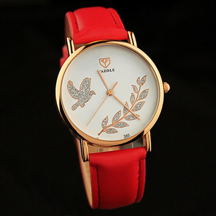 Fashion Round Watch Women Pu Leather StrapYazole Quartz Watch