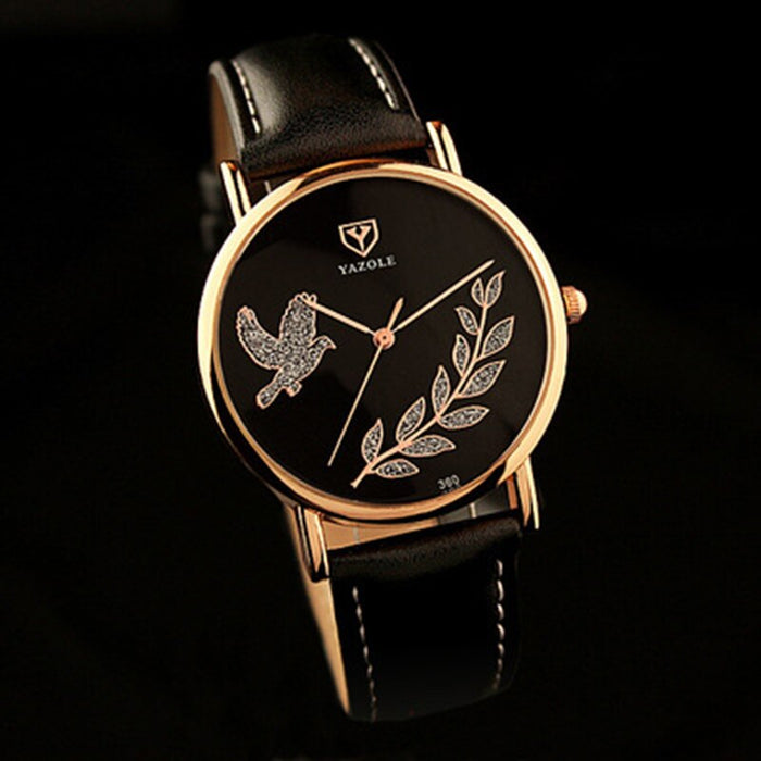 Fashion Round Watch Women Pu Leather StrapYazole Quartz Watch