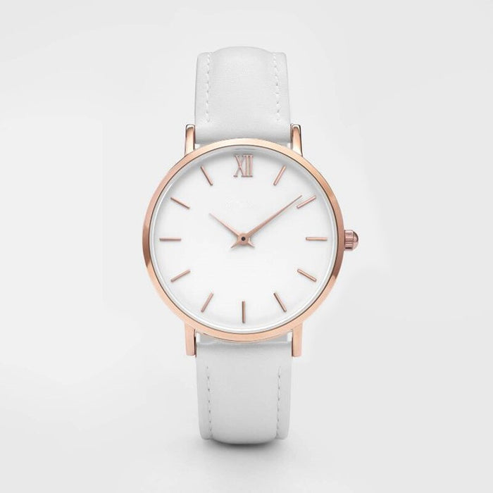 Women Fashion Simple Watches Casual Leather Ladies Female Clock