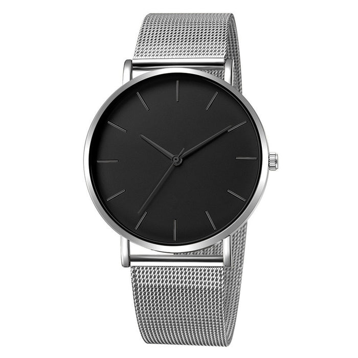 Quartz Ultra Thin Simple Stainless Steel Mesh Men's Fashion Casual Watch