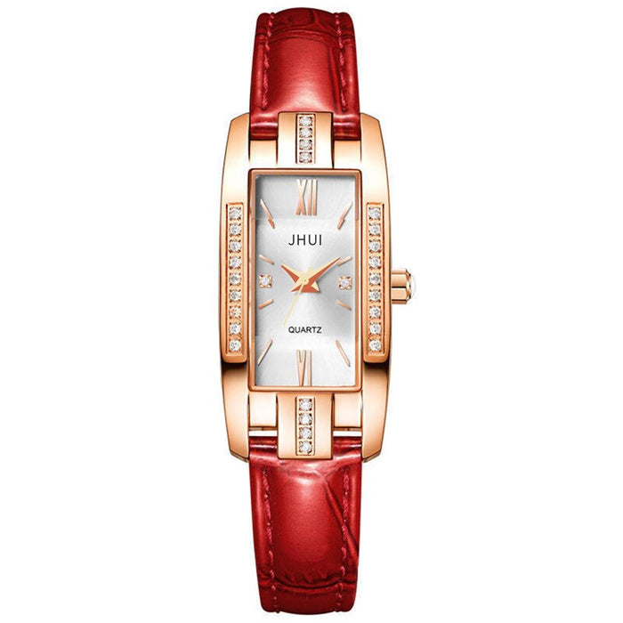 Luxury Watches Women Square Rose Gold Wrist Watch Leather Fashion Ladies Quartz Clock