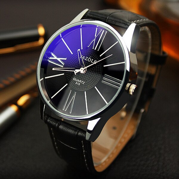 Yazole Men's Watches Business Quartz Minimalist Belt Leather Clock