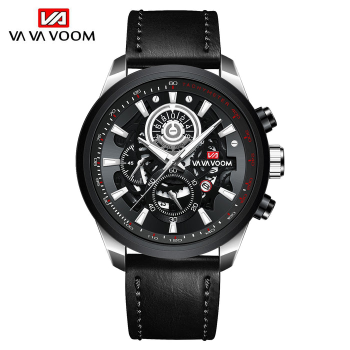 Business Men's Non-Automatic Mechanical Multi-Function Watch Sports Luminous Calendar Belt Watch