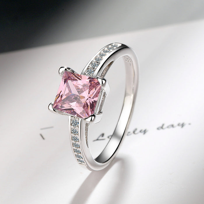 New Simple Four-Claw Square Zircon Proposal Ring