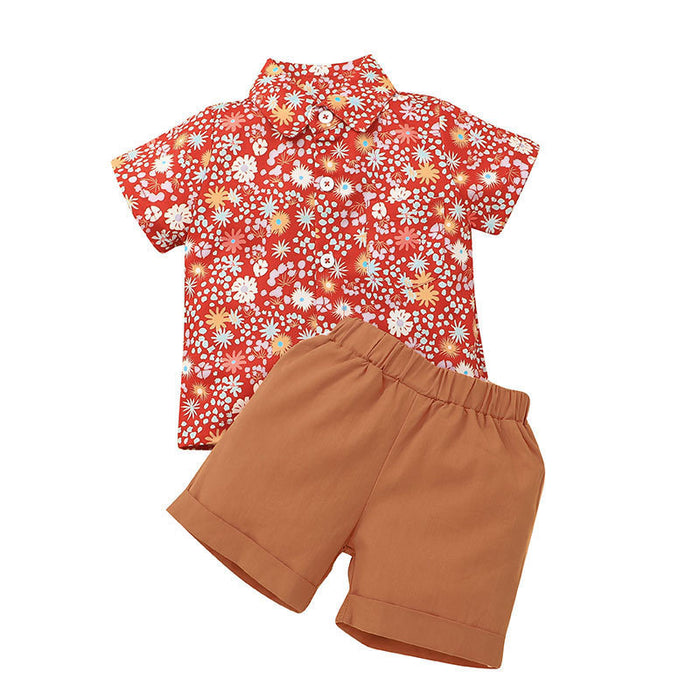 Children's Floral Retro Shirt Short Set