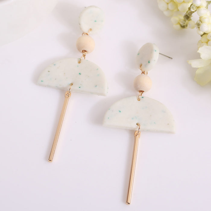 Modern Simple Geometric Imitation Flower Soft Pottery Earrings and Earrings