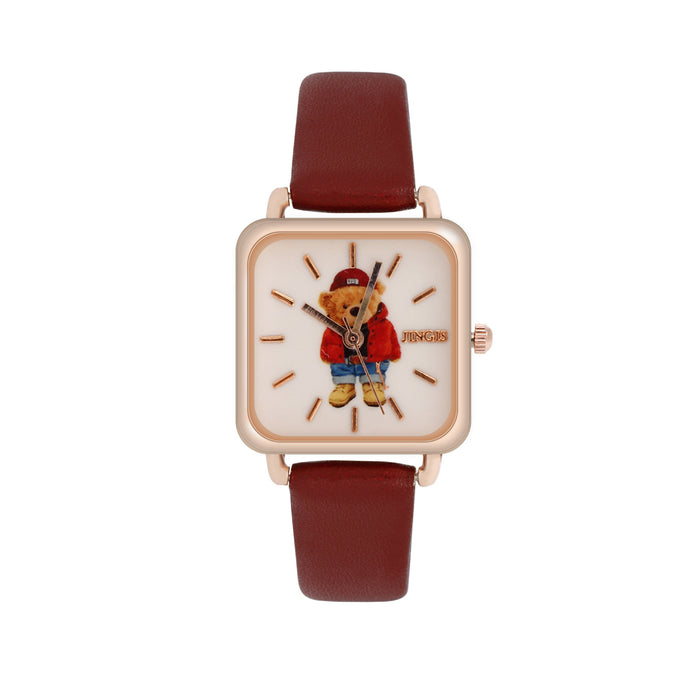 Simple Square Dial Cartoon Bear Watch Llz20007