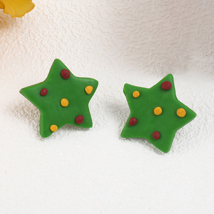 Soft Pottery Colored Stars Simple Temperament Earrings