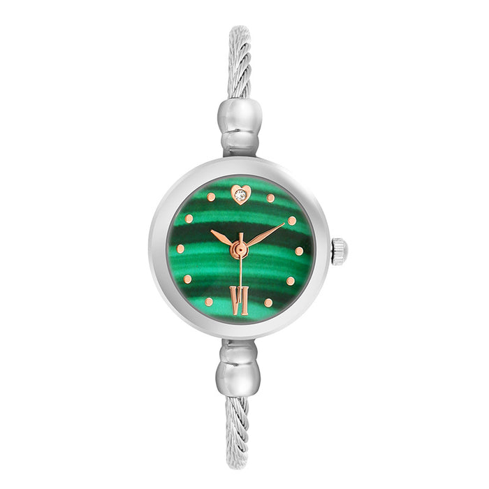 Fashion Retro Small Fine Steel Ribbon Round Small Green Watch Bracelet Watch Llz20805