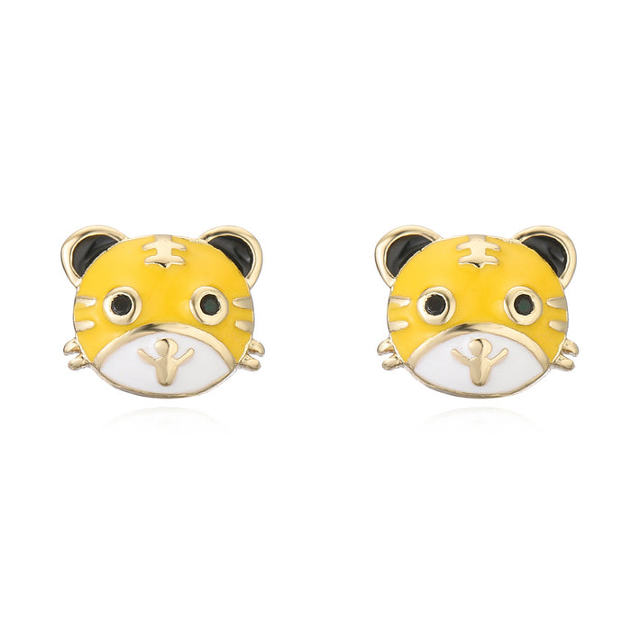 New Oil Dripping Personalized Little Tiger Female Earrings