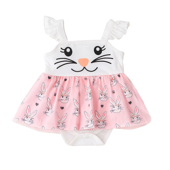 Baby Girls Cute Bunny Sling Jumpsuit