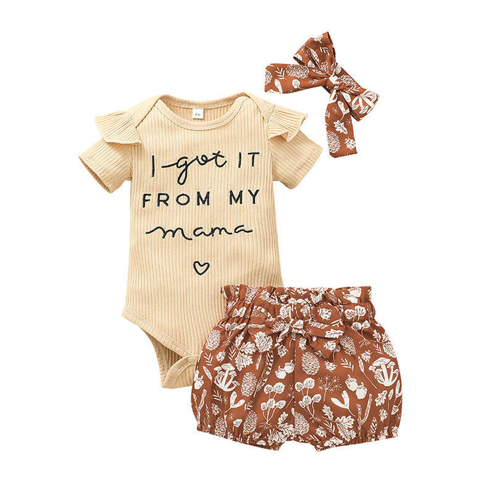 Infant Floral Jumpsuit + Shorts + Headband Set