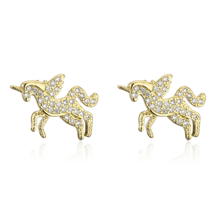 Fashion Personality Pop Unicorn Lady Animal Stud Earrings