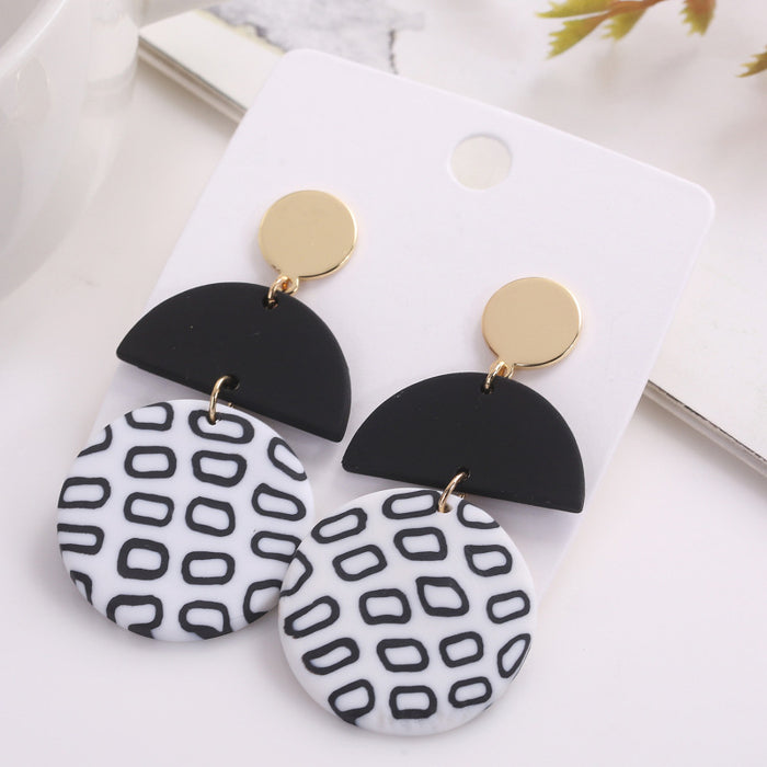 Modern Simple Geometric Spotted Soft Pottery Earrings and Earrings