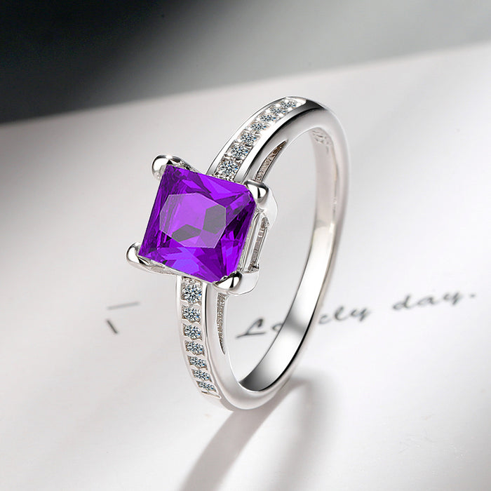 New Simple Four-Claw Square Zircon Proposal Ring