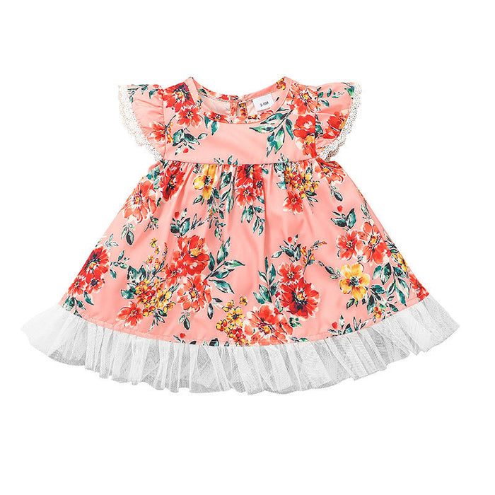 Girls Princess Flower Print Dress