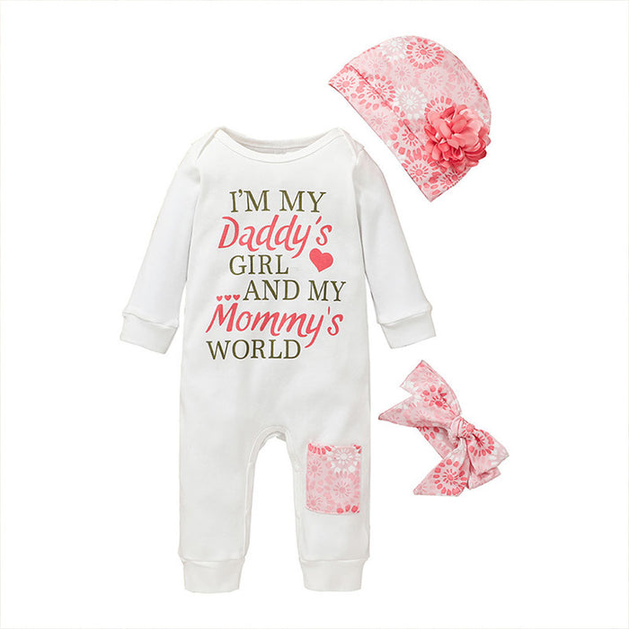 Infant Baby Romper Cute Girls Jumpsuit Hat Set