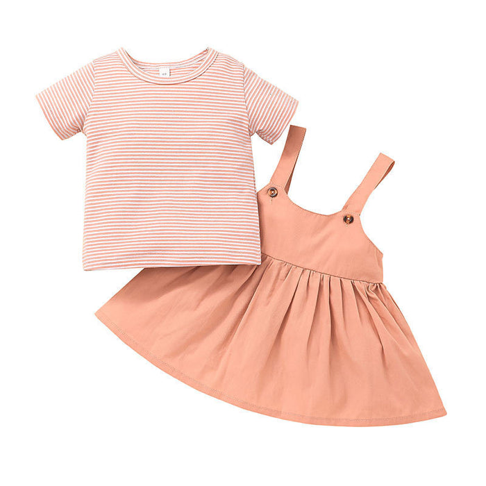 Baby Girls' Top + Suspender Skirt 2-piece Suit Skirt