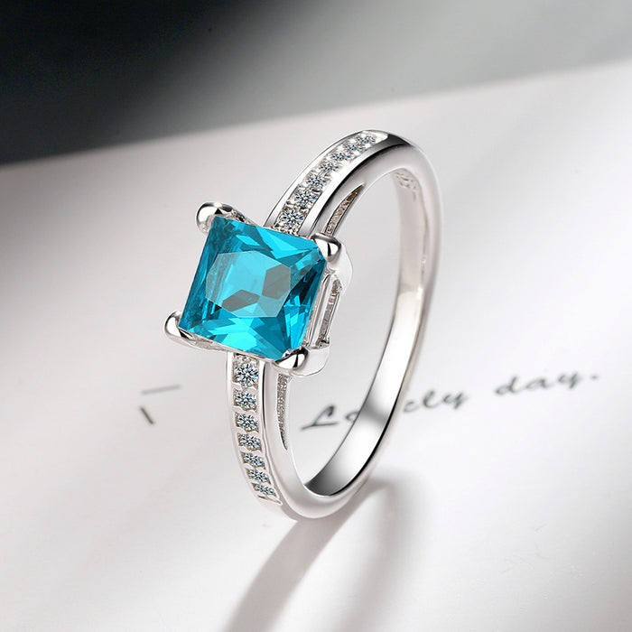 New Simple Four-Claw Square Zircon Proposal Ring