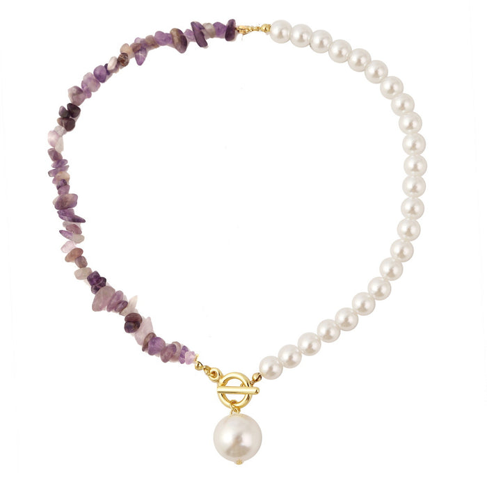 New style fashion pearl irregular colored stone necklace