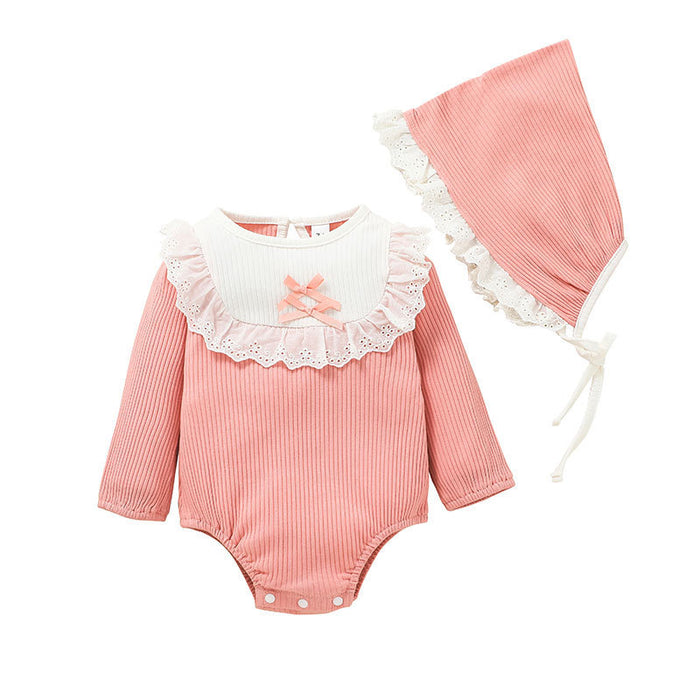 Baby Pink Cute Bodysuit With Hat