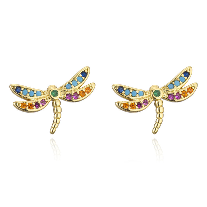 Small and Exquisite Gold Dragonfly Shaped Earrings